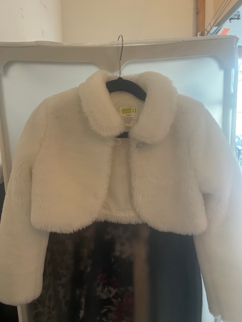 Crazy 8 White Faux-Fur Cropped Bolero Jacket